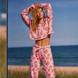 LoveShackFancy x Bandier Pink Floral Hooded Sweatshirt- Small